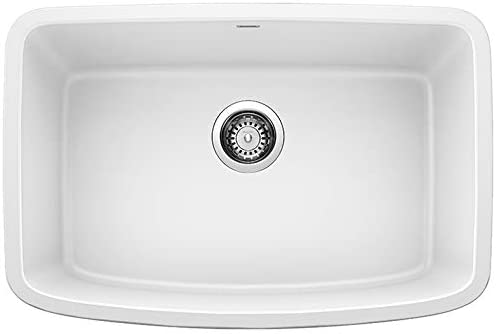 Valea Silgranit Single Bowl Undermount Kitchen Sink, 27" X 18" - White
