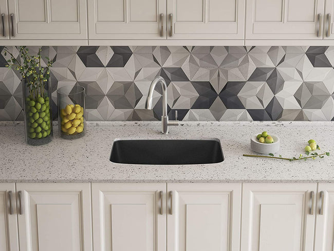 Valea Silgranit Single Bowl Undermount Kitchen Sink, 27" X 18" - Anthracite