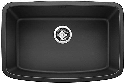Valea Silgranit Single Bowl Undermount Kitchen Sink, 27" X 18" - Anthracite