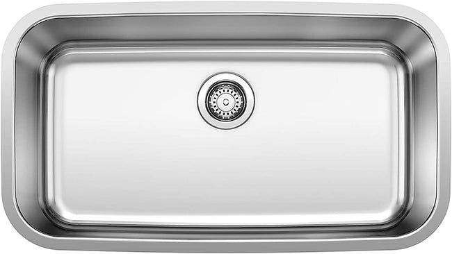 Stellar Super Single Undermount Kitchen Sink, 32" X 18"- Stainless