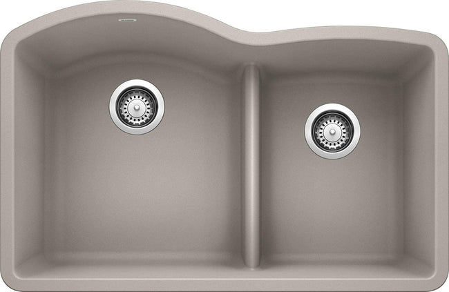 Diamond 1-3/4 Double Bowl with Low Divide Undermount Kitchen Sink, 32" X 21" - Concrete Gray