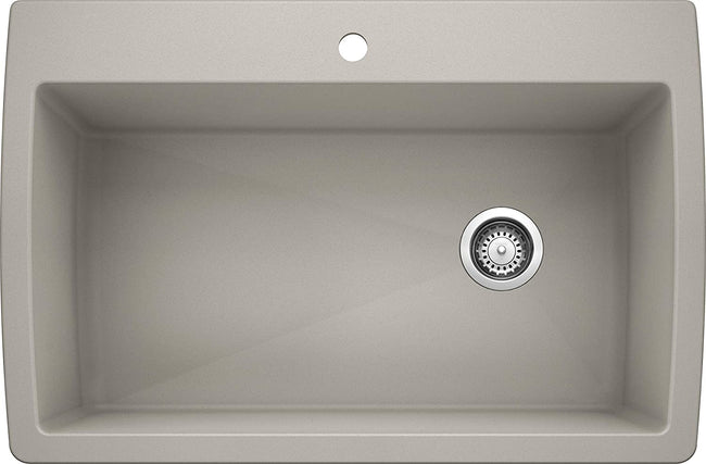 Diamond Super Single Drop-In or Undermount Kitchen Sink, 33.5" X 22" - Concrete Gray