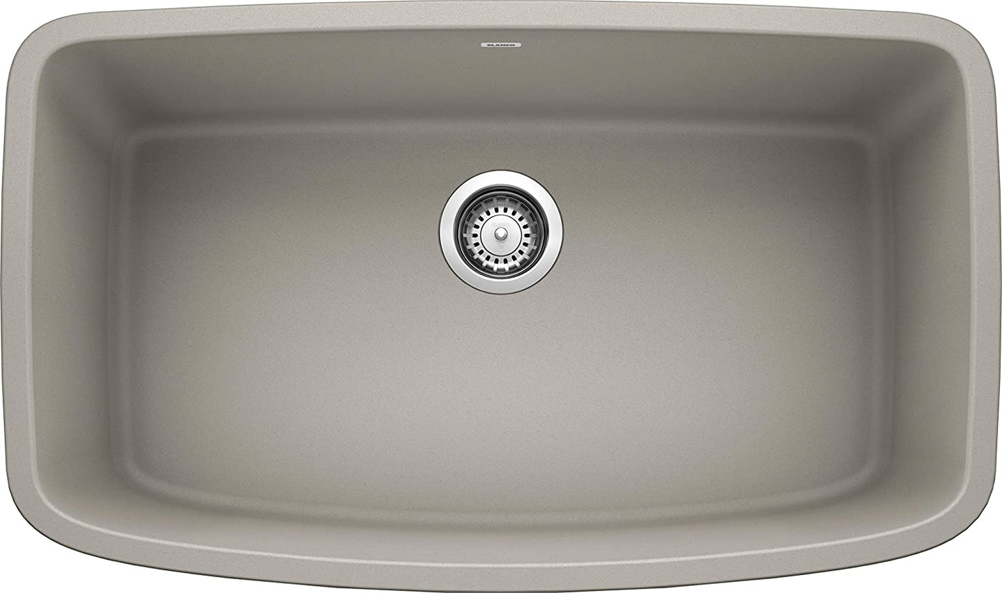 Valea Super Single Bowl Undermount Kitchen Sink, 32" X 19"- Concrete Gray
