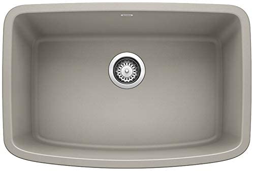 Valea Single Bowl Undermount Kitchen Sink, 27" X 18" - Concrete Gray