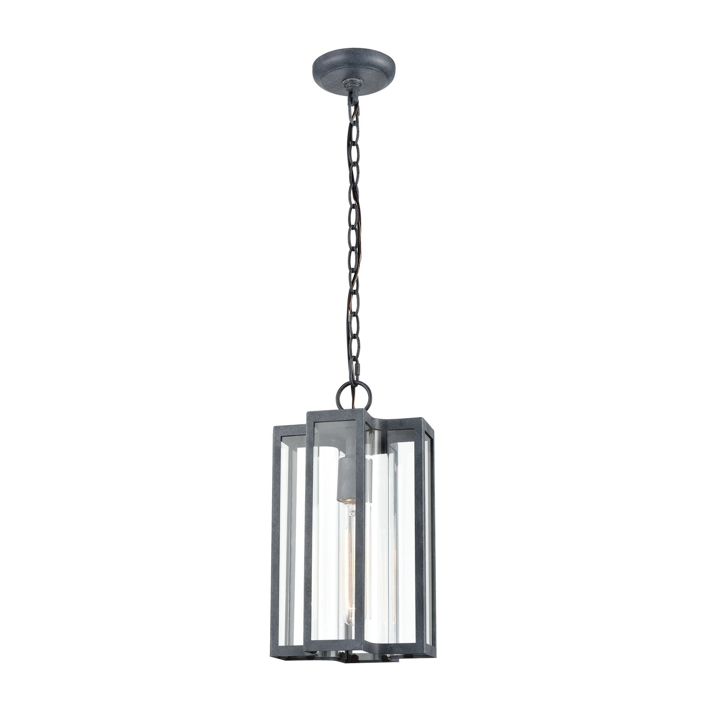 ELK Lighting 45167/1 - Bianca 8" Wide 1-Light Hanging in Aged Zinc with Clear
