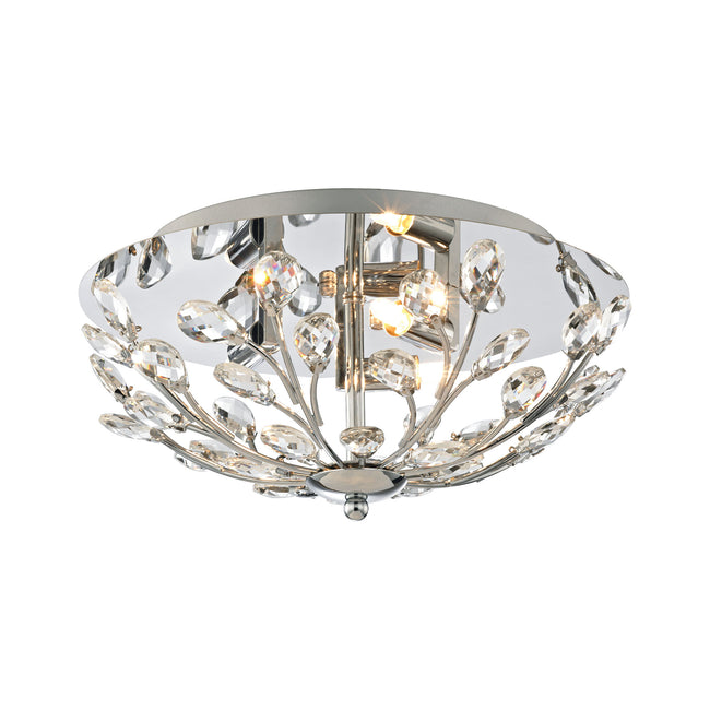 ELK Lighting 45260/3 - Crystique 13" Wide 3-Light Flush Mount in Polished Chrome with Branch Metalwo