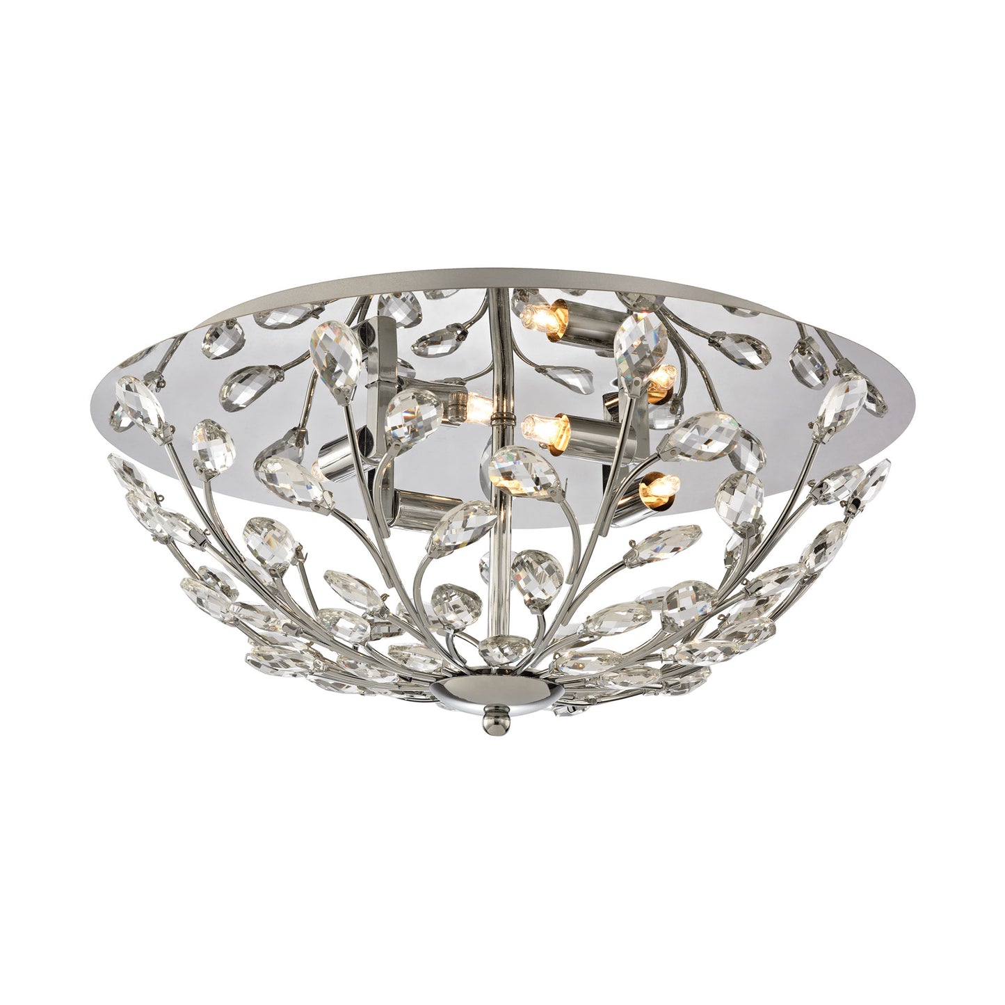ELK Lighting 45261/4 - Crystique 17" Wide 4-Light Flush Mount in Polished Chrome with Branch Metalwo