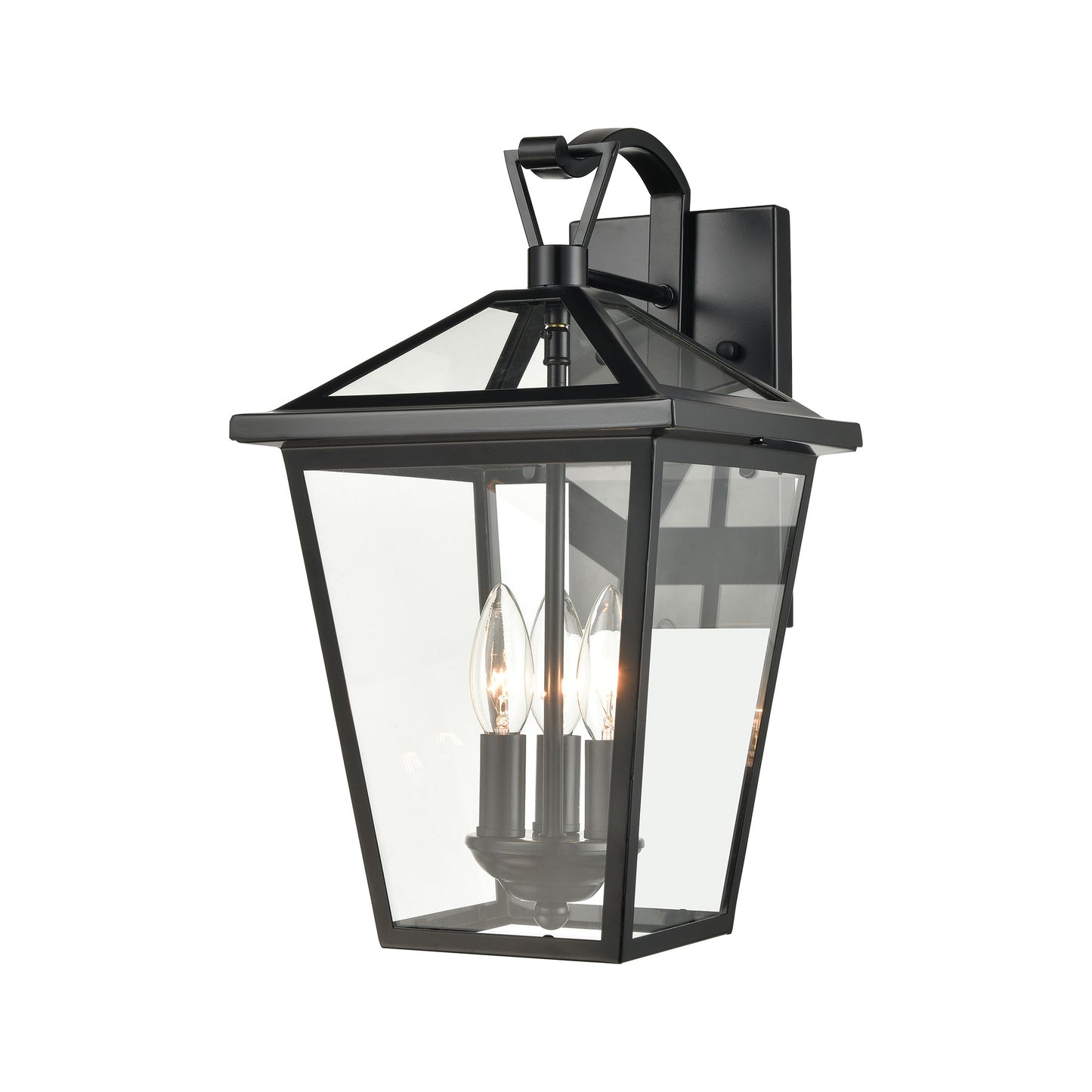 ELK Lighting 45471/3 - Main Street 9" Wide 3-Light Outdoor Sconce in Black with Clear Glass Enclosur