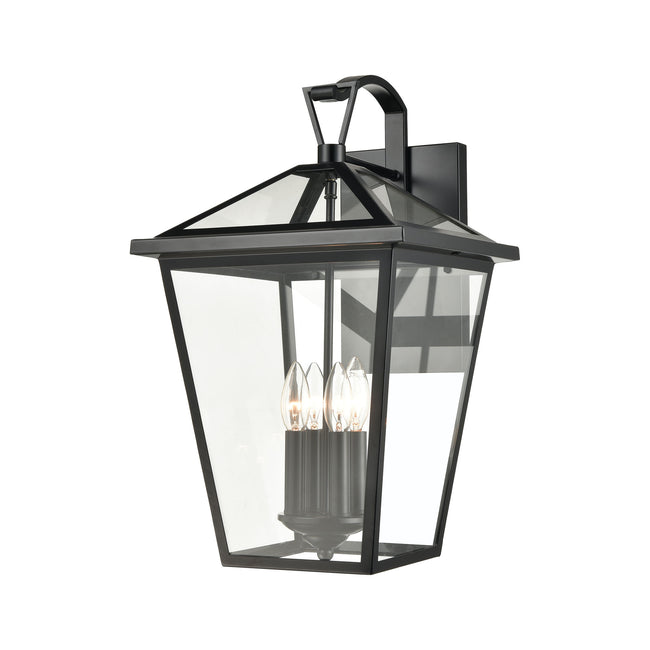 ELK Lighting 45472/4 - Main Street 12" Wide 4-Light Outdoor Sconce in Black with Clear Glass Enclosu