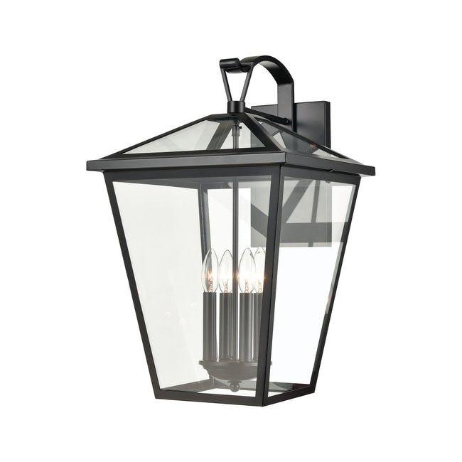 ELK Lighting 45473/4 - Main Street 14" Wide 4-Light Outdoor Sconce in Black with Clear Glass Enclosu
