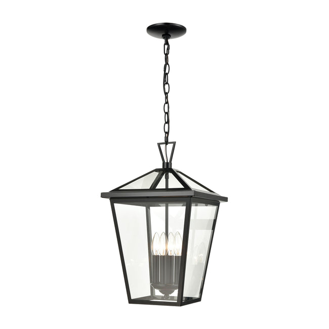 ELK Lighting 45474/4 - Main Street 12" Wide 4-Light Outdoor Pendant in Black with Clear Glass Enclos