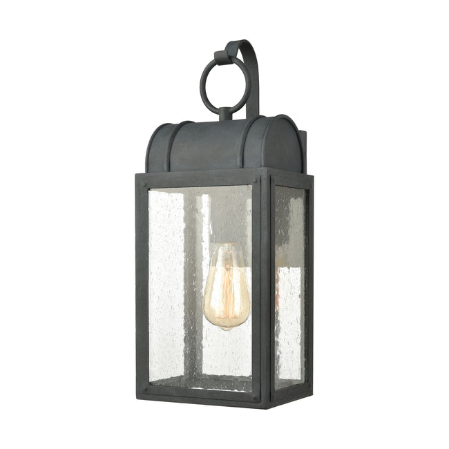 ELK Lighting 45481/1 - Heritage Hills 7" Wide 1-Light Outdoor Sconce in Aged Zinc with Seedy Glass E