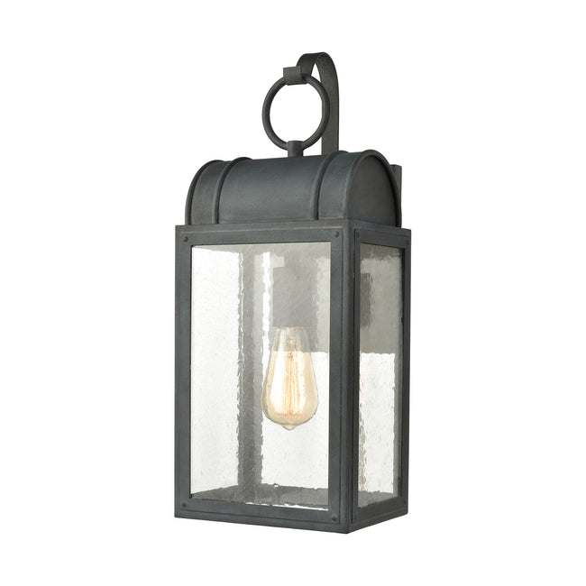 ELK Lighting 45482/1 - Heritage Hills 8" Wide 1-Light Outdoor Sconce in Aged Zinc with Seedy Glass E