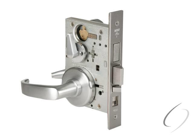 Mortise Lock 7 Pin Office with Deadbolt 14 Lever with H Rose Right Hand Satin Chrome Finish