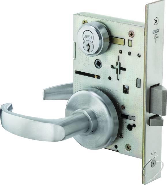 Mortise Lock 7 Pin Storeroom 14 Lever with H Rose Right Hand Satin Chrome Finish