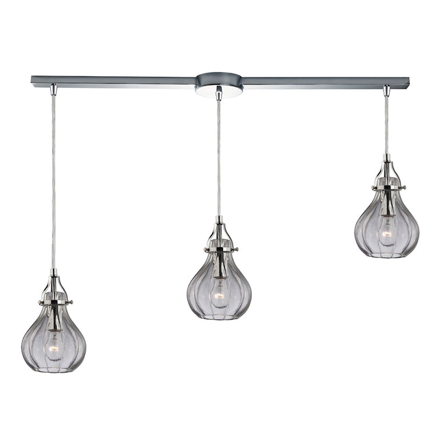 ELK Lighting 46014/3L - Danica 5" Wide 3-Light Linear Pendant Fixture in Polished Chrome with Clear