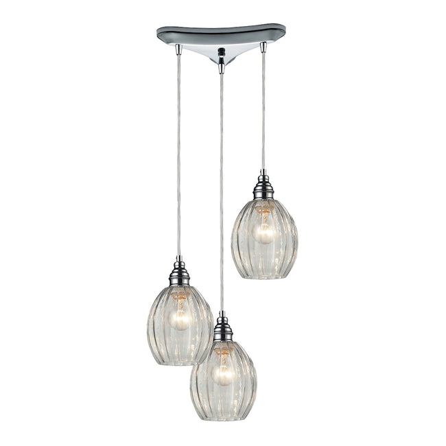 ELK Lighting 46017/3 - Danica 10" Wide 3-Light Triangular Pendant Fixture in Polished Chrome with Cl