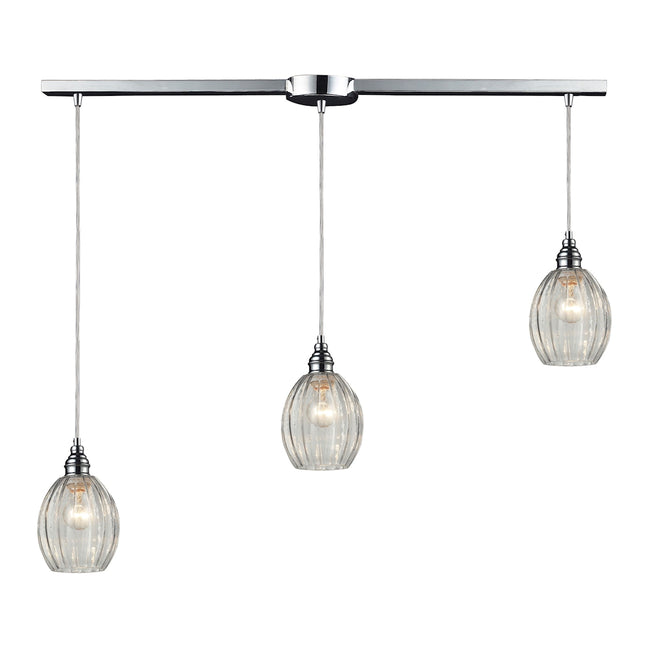 ELK Lighting 46017/3L - Danica 5" Wide 3-Light Linear Pendant Fixture in Polished Chrome with Clear
