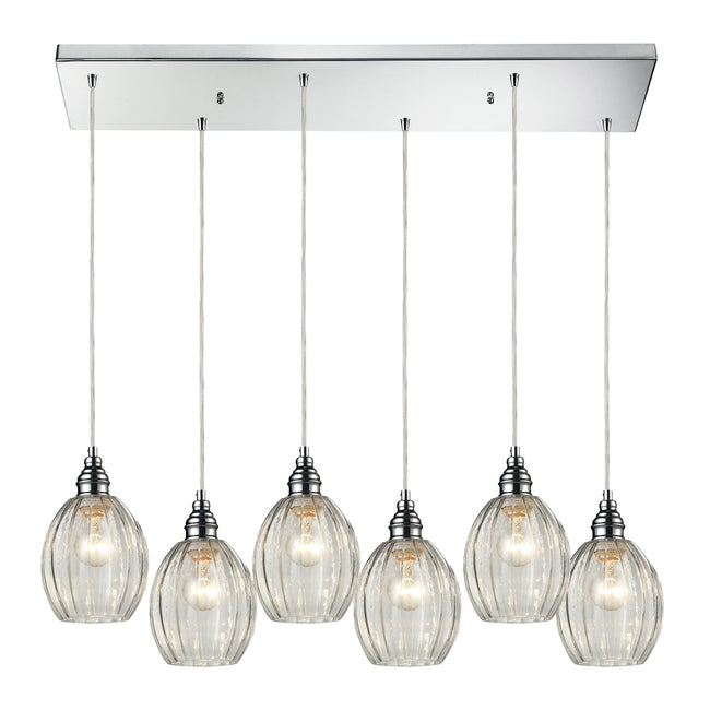 ELK Lighting 46017/6RC - Danica 9" Wide 6-Light Rectangular Pendant Fixture in Polished Chrome with