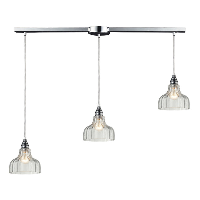ELK Lighting 46018/3L - Danica 5" Wide 3-Light Linear Pendant Fixture in Polished Chrome with Clear