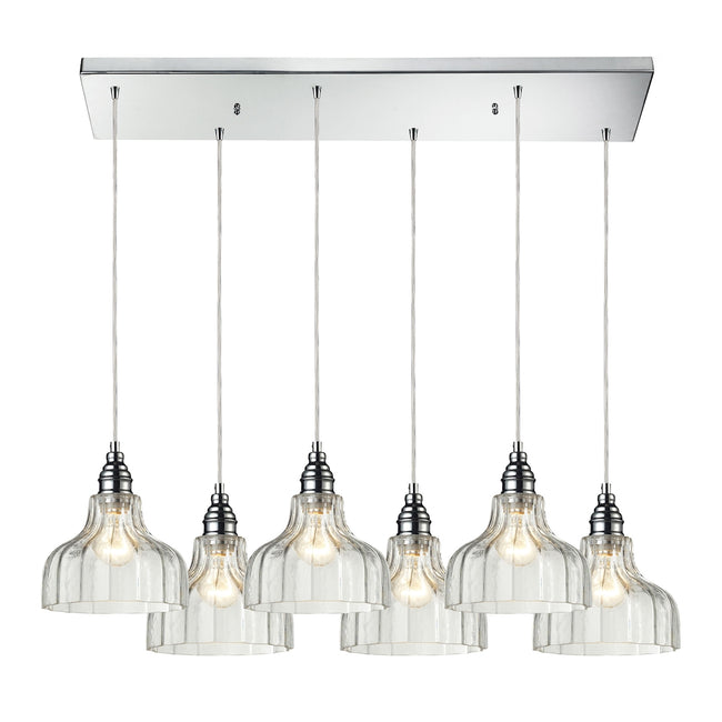 ELK Lighting 46018/6RC - Danica 9" Wide 6-Light Rectangular Pendant Fixture in Polished Chrome with
