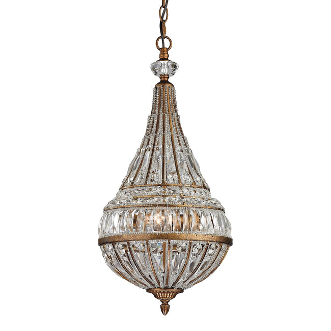 ELK Lighting 46046/3 - Empire 11" Wide 3-Light Mini Pendant in Mocha with Crystal and Glass Beads