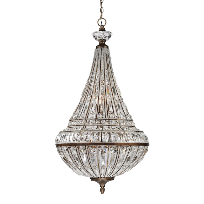 ELK Lighting 46048/6+3 - Empire 23" Wide 6+3-Light Chandelier in Mocha with Crystal and Glass Beads