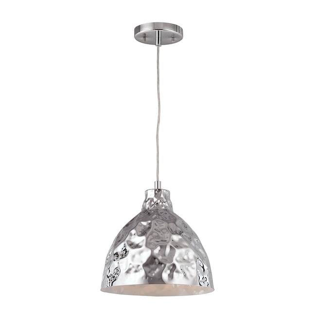 ELK Lighting 46211/1 - Hammersmith 10" Wide 1-Light Mini Pendant in Polished Chrome with Hammered Me