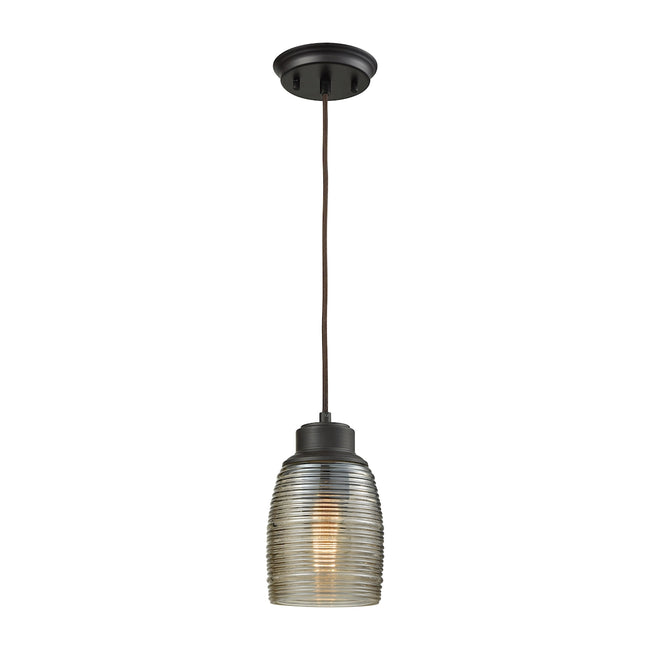 ELK Lighting 46216/1 - Muncie 5" Wide 1-Light Mini Pendant in Oil Rubbed Bronze with Champagne-plate