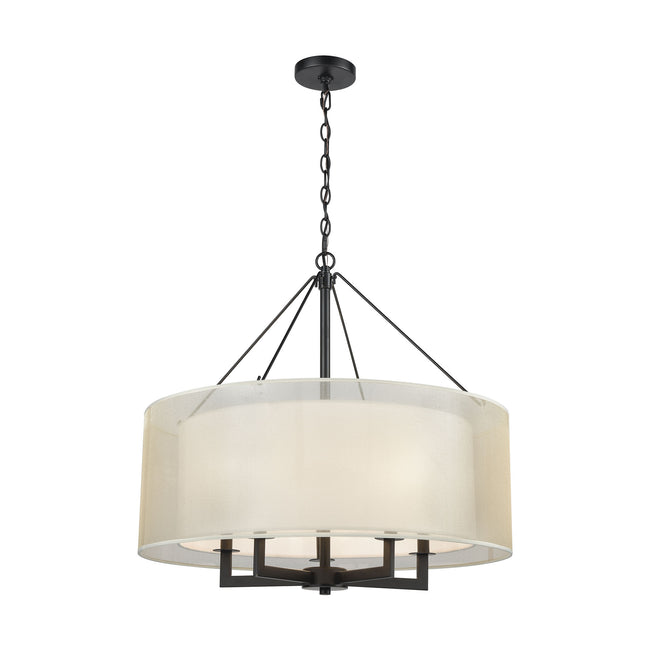 ELK Lighting 46268/5 - Ashland 26" Wide 5-Light Chandelier with Webbed Organza and White Fabric Shad