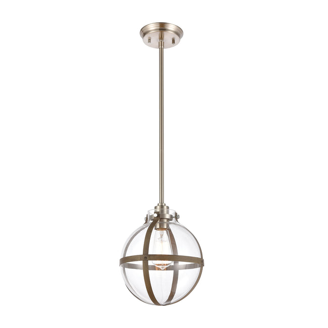 ELK Lighting 46443/1 - Cusp 9" Wide 1-Light Mini Pendant in Light Wood with Clear Glass
