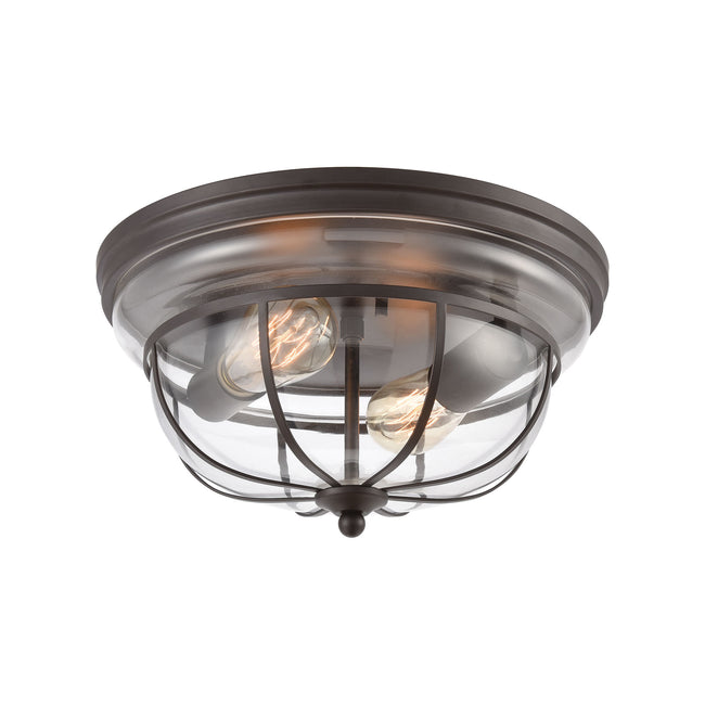 ELK Lighting 46564/2 - Manhattan Boutique 13" Wide 2-Light Flush Mount in Oil Rubbed Bronze with Cle