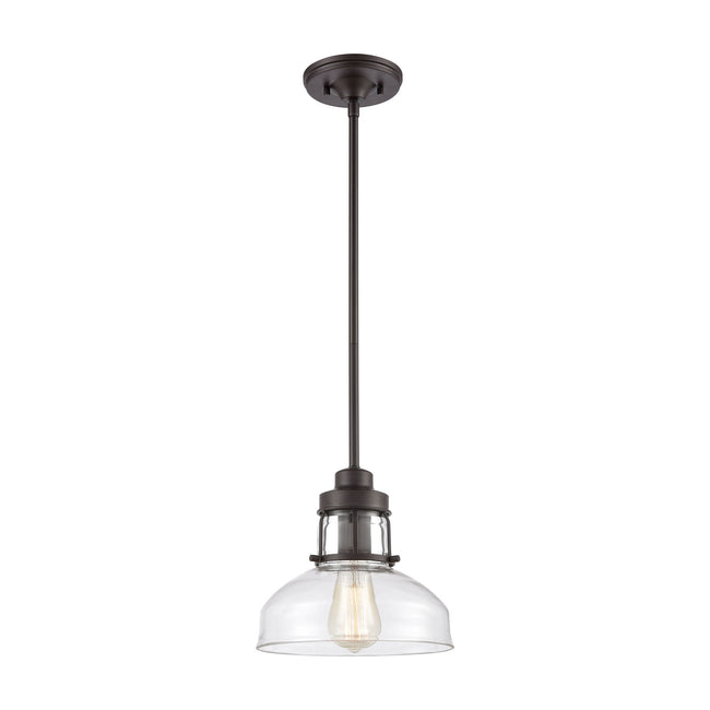 ELK Lighting 46565/1 - Manhattan Boutique 9" Wide 1-Light Mini Pendant in Oil Rubbed Bronze with Cle