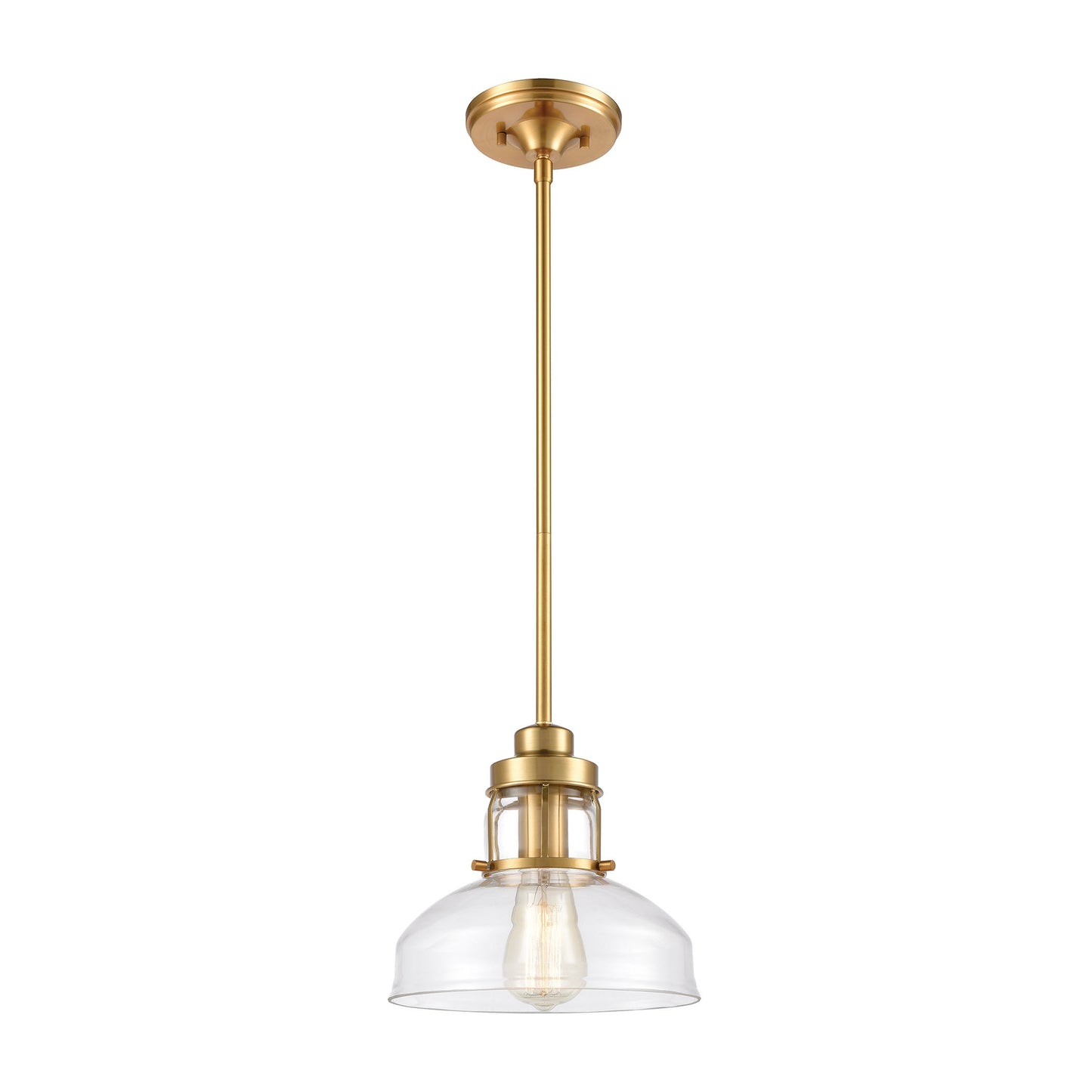 ELK Lighting 46575/1 - Manhattan Boutique 9" Wide 1-Light Mini Pendant in Brushed Brass with Clear G