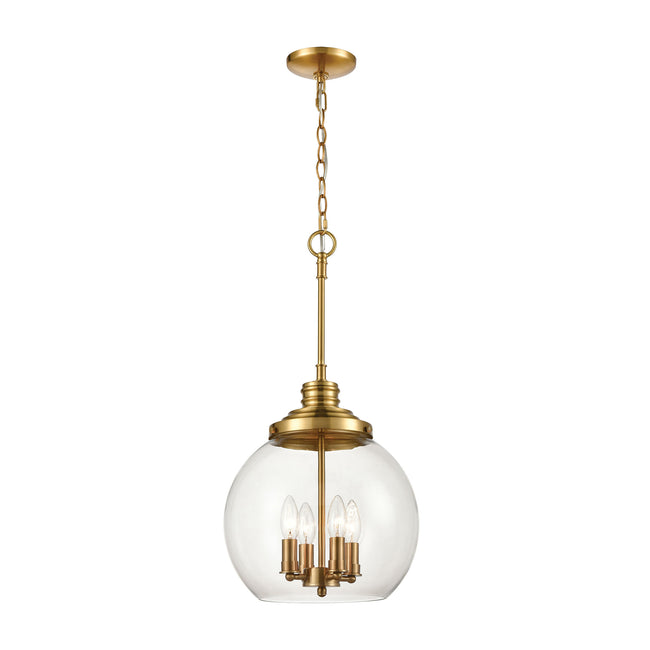 ELK Lighting 46834/4 - Chandra 13" Wide 4-Light Pendant in Burnished Brass with Clear Glass