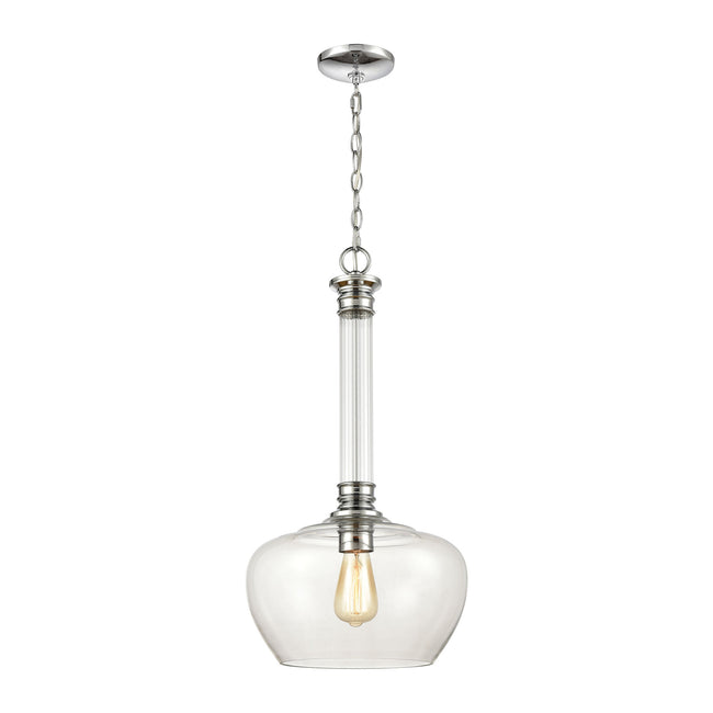 ELK Lighting 46845/1 - Glasgow 13" Wide 1-Light Pendant in Polished Chrome with Clear Glass