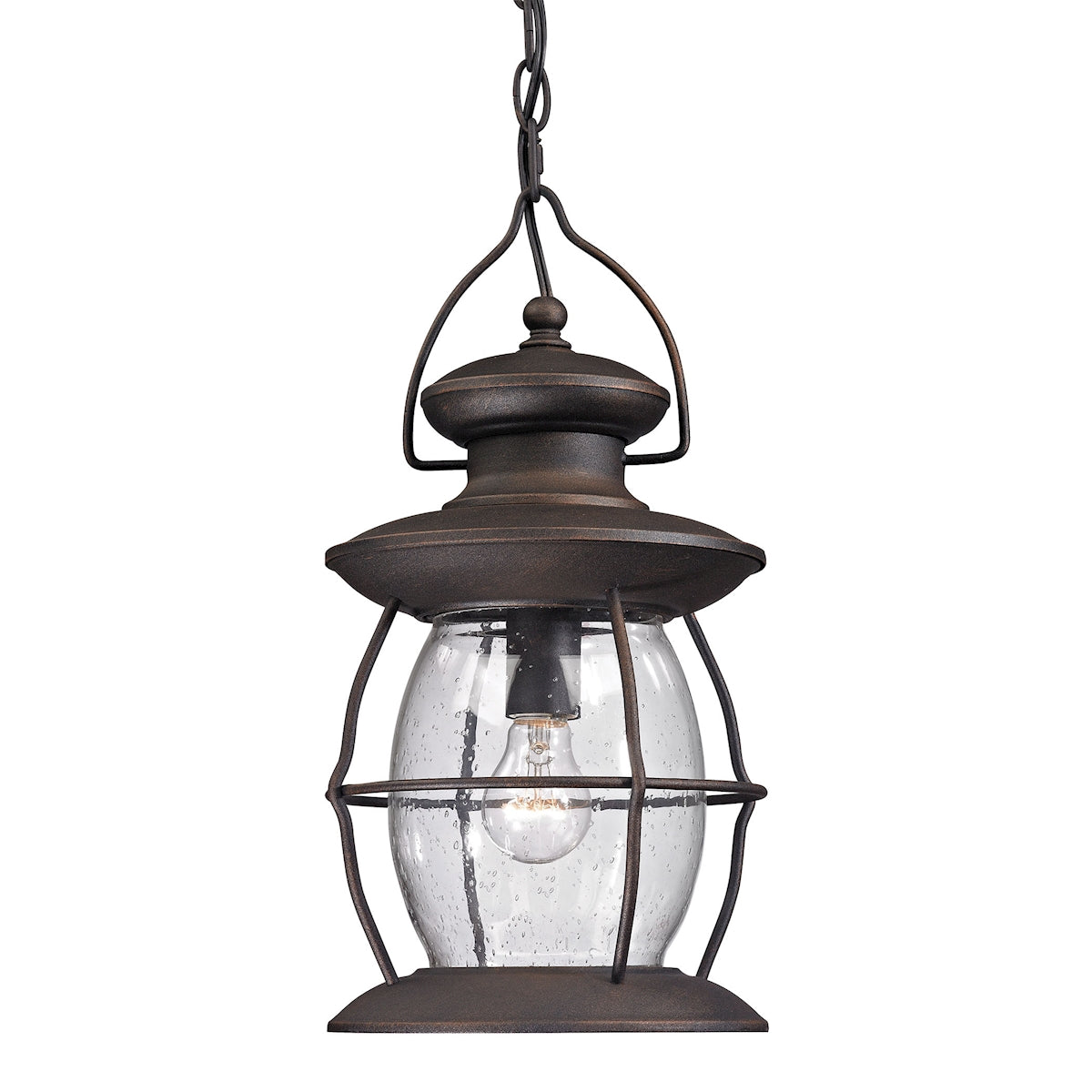 ELK Lighting 47043/1 - Village Lantern 8" Wide 1-Light Outdoor Hanging Lantern in Weathered Charcoal