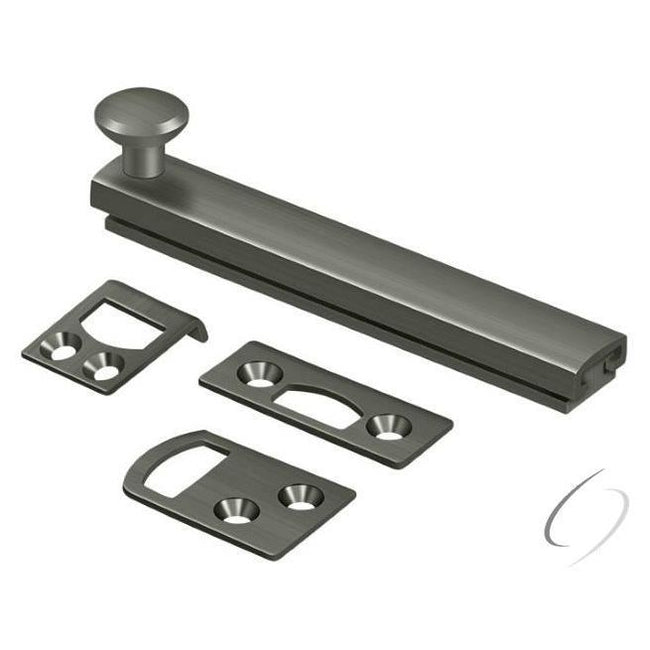 4SBCS15A 4" Surface Bolt; Concealed Screw; Heavy Duty; Antique Nickel Finish