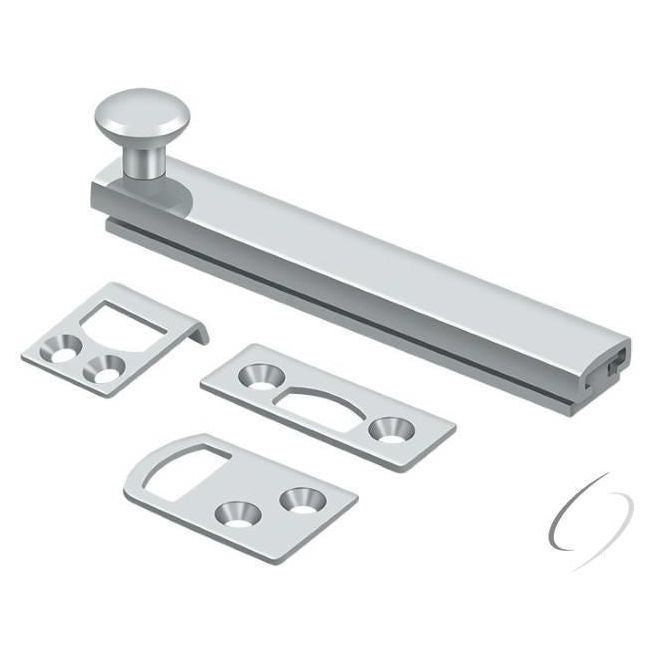 4SBCS26 4" Surface Bolt; Concealed Screw; Heavy Duty; Bright Chrome Finish