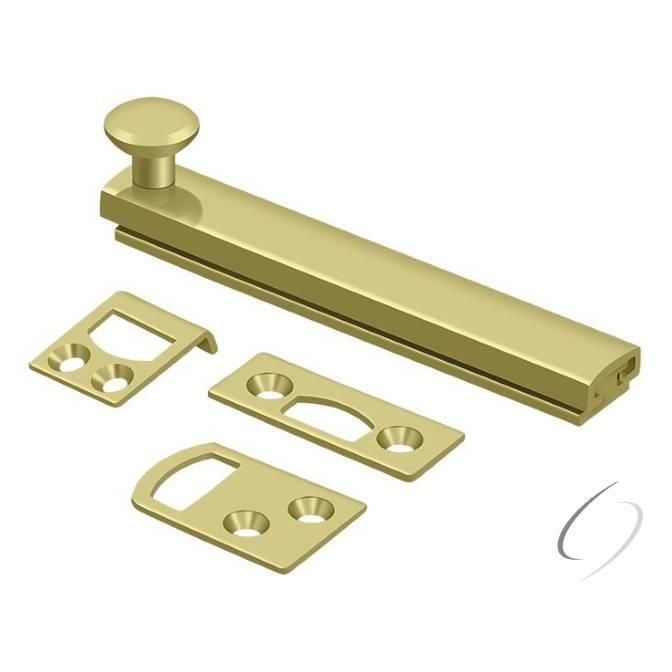 4SBCS3 4" Surface Bolt; Concealed Screw; Heavy Duty; Bright Brass Finish
