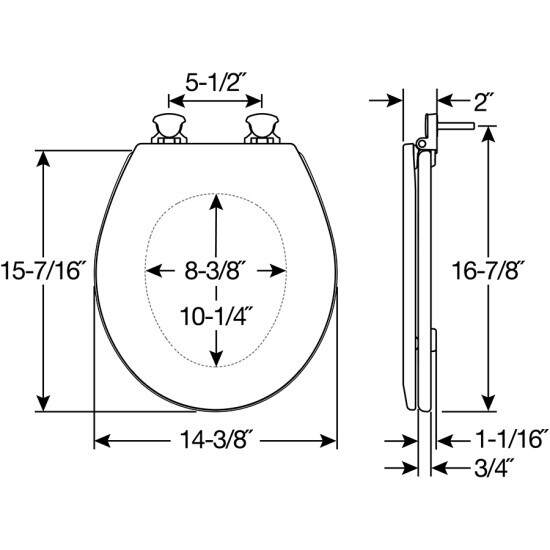 Bemis 500EC-006 Toilet Seat - Dimensions