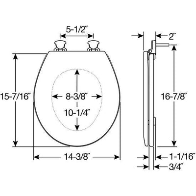 Bemis 500EC-346 Toilet Seat - Dimensions