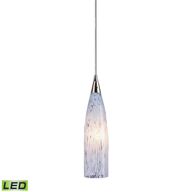 ELK Lighting 501-1SW-LED - Lungo 3" Wide 1-Light Mini Pendant in Satin Nickel with Snow White Glass