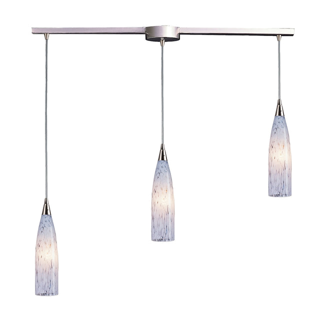 ELK Lighting 501-3L-SW - Lungo 5" Wide 3-Light Linear Pendant Fixture in Satin Nickel with Snow Whit