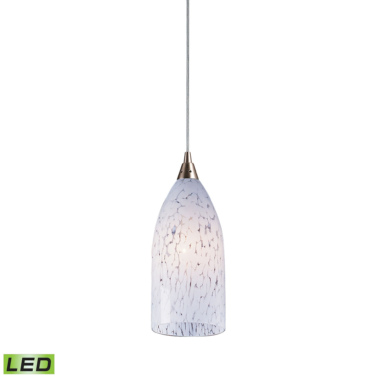 ELK Lighting 502-1SW-LED - Verona 5" Wide 1-Light Mini Pendant in Satin Nickel with Snow White Glass
