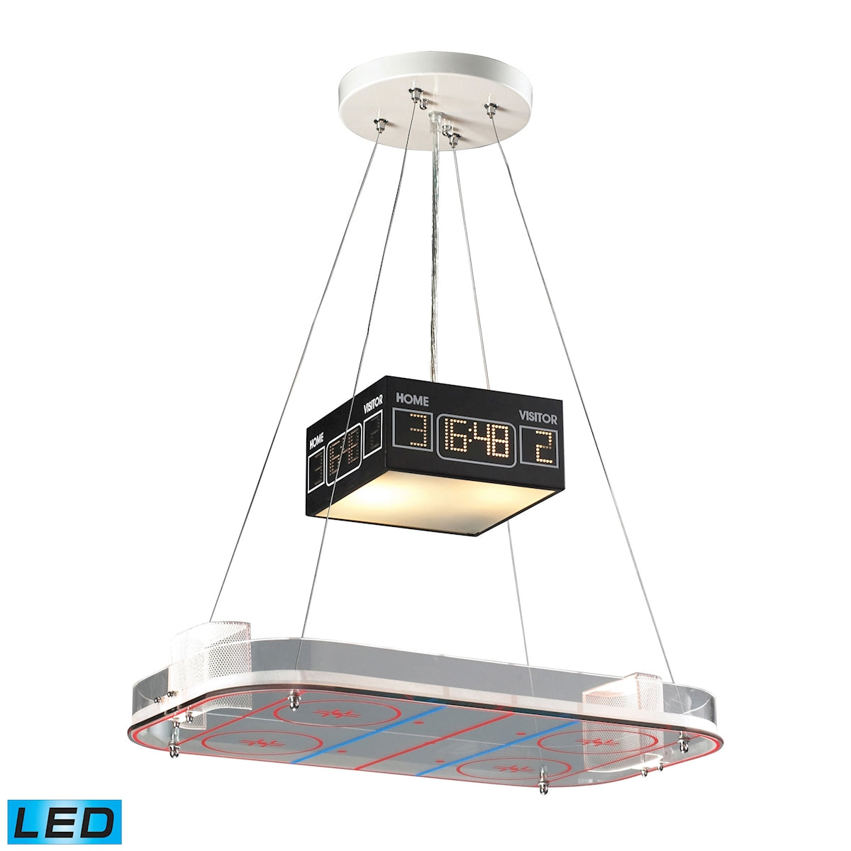 ELK Lighting 5138/2-LED - Novelty 22" Wide Pendant in Silver with Hockey Arena Motif - Includes LED