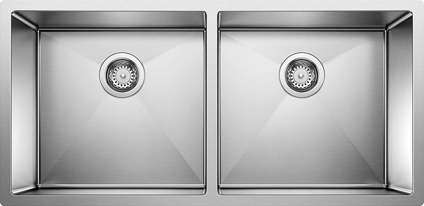 Precision 16" R10 Large Equal Double Bowl Undermount Kitchen Sink, 15.00 x 25.00 x 42.00 inches