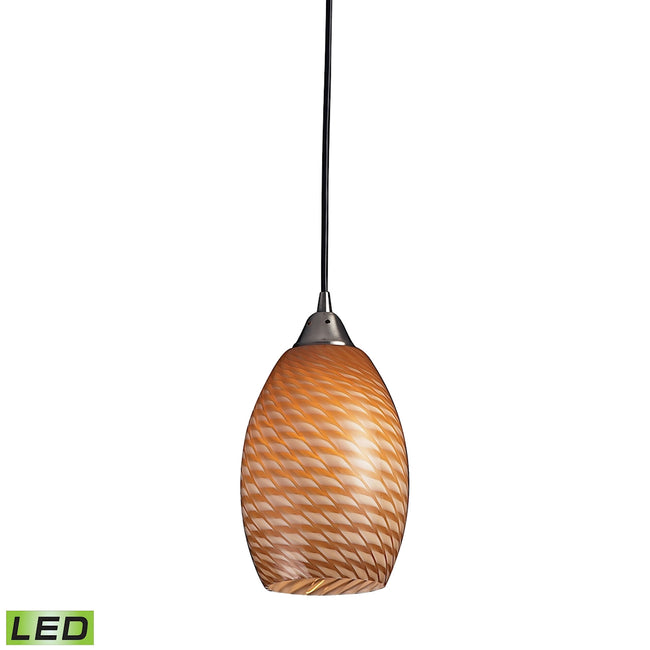 ELK Lighting 517-1C-LED - Mulinello 6" Wide 1-Light Mini Pendant in Satin Nickel with Coco Glass - I
