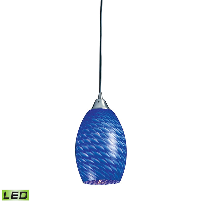 ELK Lighting 517-1S-LED - Mulinello 6" Wide 1-Light Mini Pendant in Satin Nickel with Sapphire Glass