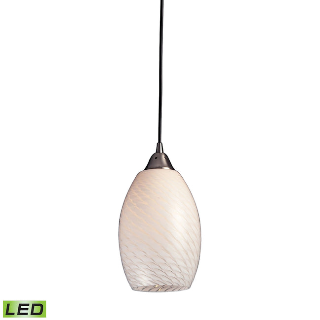 ELK Lighting 517-1WS-LED - Mulinello 6" Wide 1-Light Mini Pendant in Satin Nickel with White Swirl G